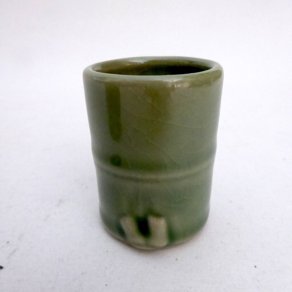VINTAGE JAPAN CERAMIC BAMBOO SHAPED SALT PEPPER SHAKER TOOTHPICK HOLDER SET - Picture 5 of 9